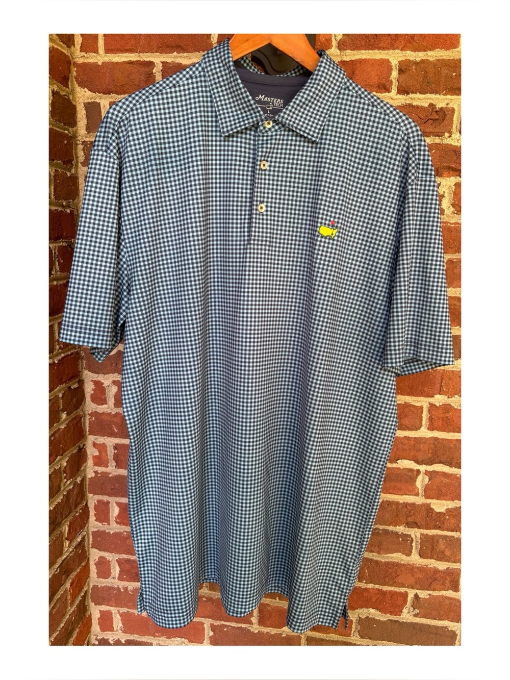 EUC MASTERS Tech Polo in Light & Dark Blue Gingham Mens Size Large
